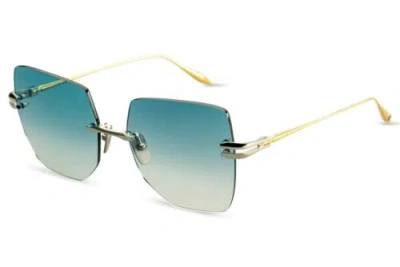 Pre-owned Dita Embra Dts155-a-03 Silver Gold Dark Turquoise Gradient Rimless Sunglasses In Dark Turquoise To Clear Gradient
