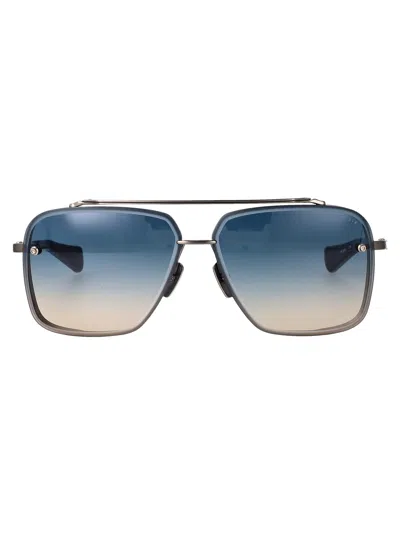 Dita Eyewear Antique Silver - Raw Titanium Metal Sunglasses In Blue