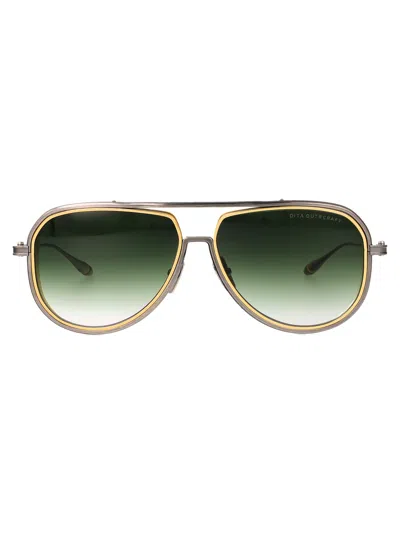 Dita Eyewear Antique Silver - Yellow Gold Metal Sunglasses In Green