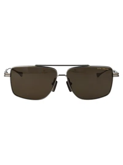 Dita Eyewear Brushed Antique Metal Sunglasses In Black