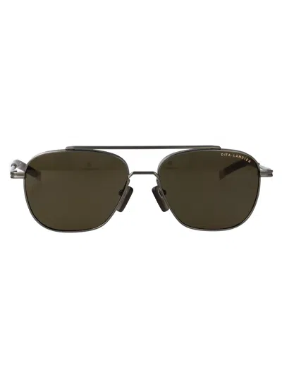 Dita Eyewear Brushed Antique Silver Metal Sunglasses In Multi