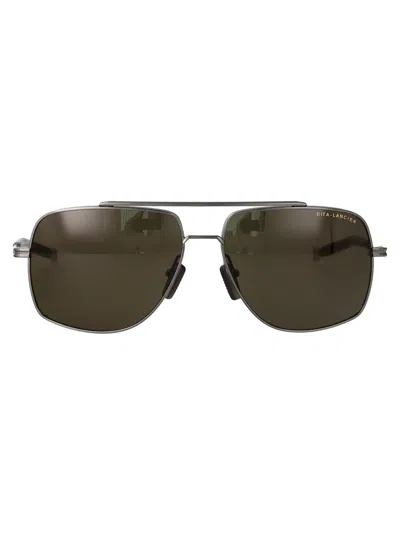 Dita Eyewear Brushed Antique Silver Metal Sunglasses In White
