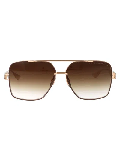 Dita Eyewear In Brushed White Gold - Capuccino W/brown To Clear Gradient