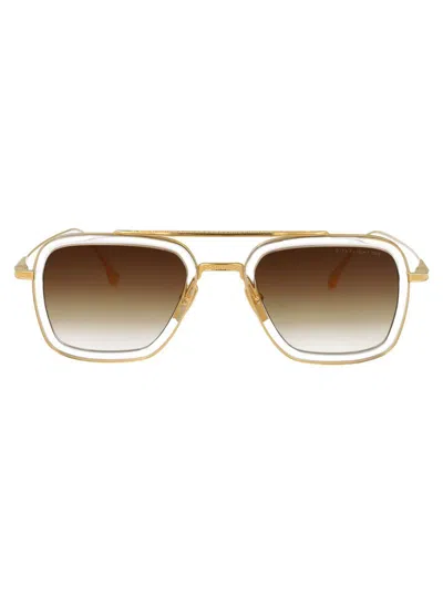 Dita Eyewear In Clear Crystal - Yellow Gold W/brown To Clear Gradient