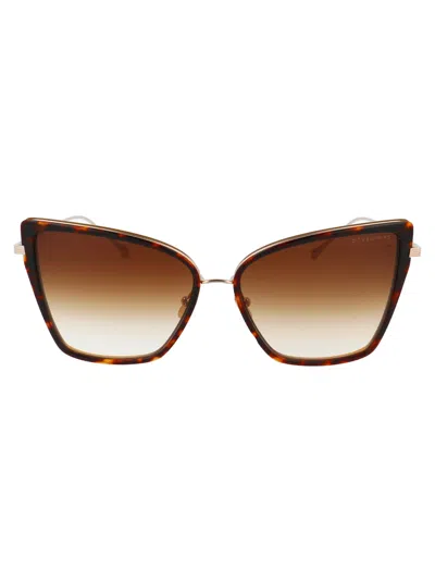 Dita Eyewear Dark Tortoise-coffee Caramel - Champagne Gold Acetate Sunglasses In Brown