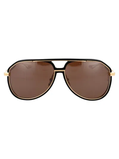 Dita Sunglasses In Gold Matte Black W/ Dark Brown Polarized Black Flash Mirror