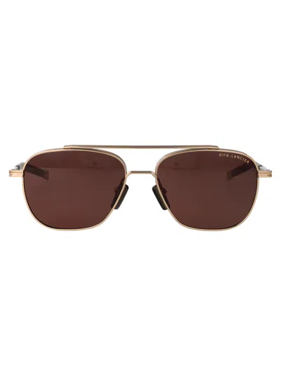 Dita Eyewear Gold Sand Metal Sunglasses In Multi