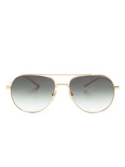 Dita Eyewear Logo-print Round-frame Sunglasses In 金色