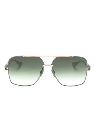 Dita Eyewear Logo-print Square-frame Sunglasses In Green