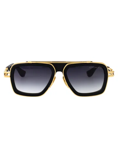 Dita Eyewear Matte Black - Yellow Gold W/ Dark Grey To Clear Gradient Acetate+metal Sunglasses