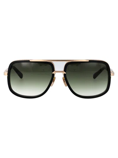 Dita Eyewear Matte Black Acetate Sunglasses In Green