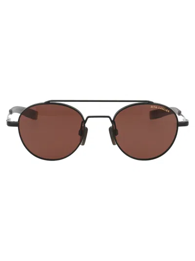 Dita Eyewear Matte Black / Brown Polar Acetate + Metal Sunglasses In Multi