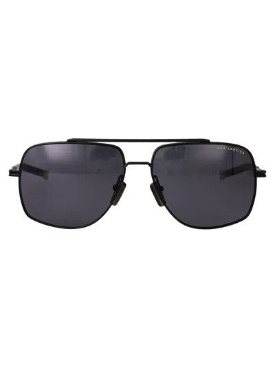Dita Eyewear Matte Black Metal Sunglasses In Purple