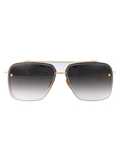 Dita Eyewear Matte White - Yellow Gold Metal Sunglasses In Black