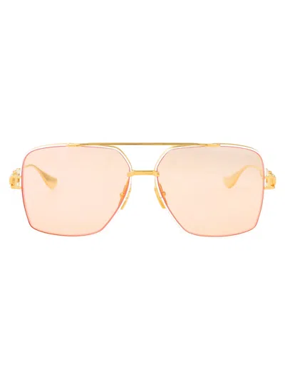 Dita Eyewear Matte White - Yellow Gold W/ Apricot Metal Sunglasses In Neutral