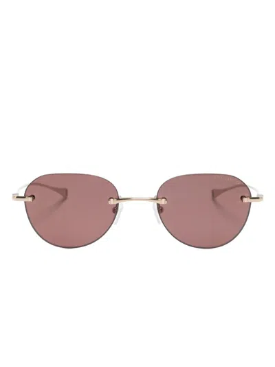 Dita Eyewear Round-frame Tinted Sunglasses In 金色