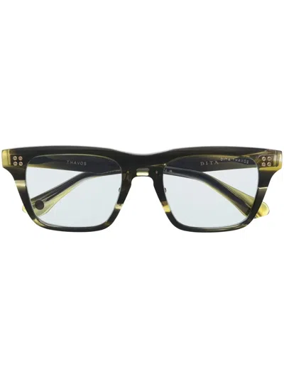 Dita Eyewear Thavos Rectangular-frame Sunglasses In Grün