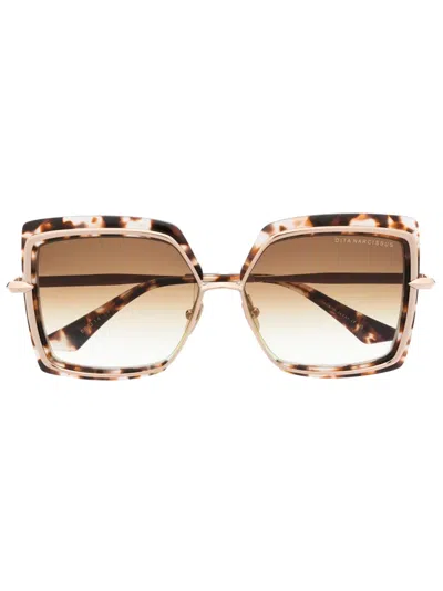 Dita Eyewear Tortoiseshell Square-frame Sunglasses In Gold
