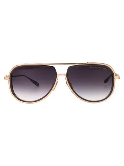Dita Eyewear White Gold - Black Iron Metal Sunglasses In Gray