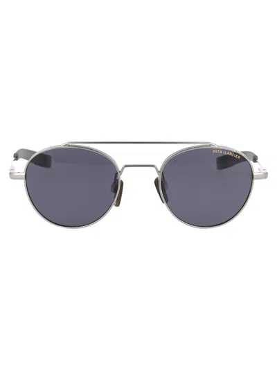 Dita Eyewear White Gold Brown Polar Metal Sunglasses In Gray