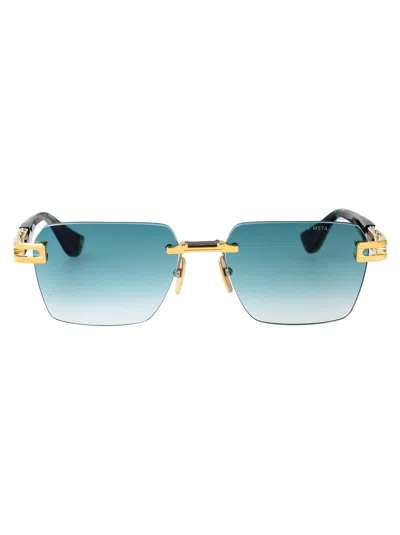 Dita Eyewear Yellow Gold - Arctic Sky Swirl W Turquoise To Clear Gradient Metal Sunglasses In Green