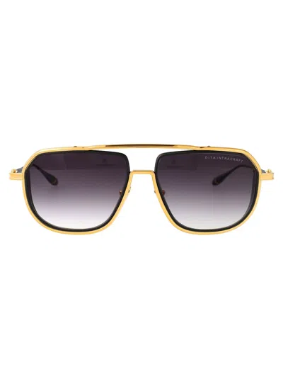 Dita Eyewear Yellow Gold - Black Iron W/grey To Clear Gradient Metal Sunglasses In Pink