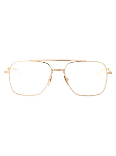 Dita Flight-seven Glasses In Brushed White Gold W/ Clear