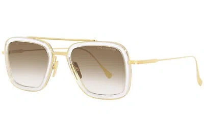 Pre-owned Dita Flight.006 7806-l-clr-gld-52 Yellow Gold In Brown