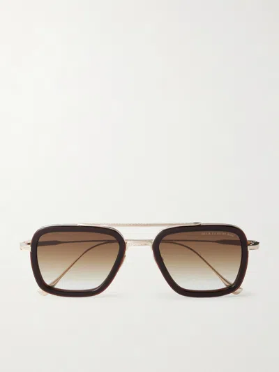 Dita Flight.006 Aviator-style Gold-tone And Acetate Sunglasses In Blue