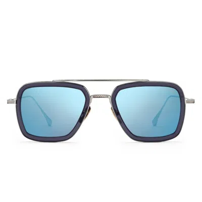 Dita Flight.006 Bold Rectangular Metal Acetate Sunglasses With Textured Detailing In Green