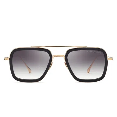 Dita Flight.006 Bold Square Frame Sunglasses With Gold Metal Detailing In Metallic