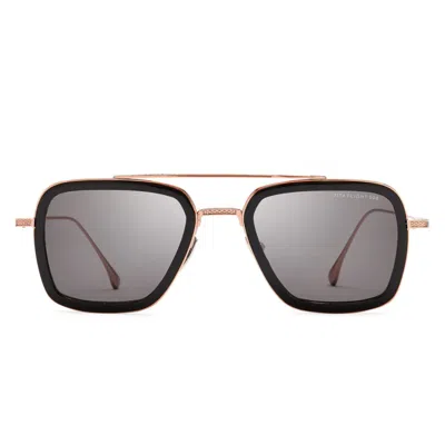 Dita Flight.006 Bold Square Frame Sunglasses With Rose Gold Finish In Grey