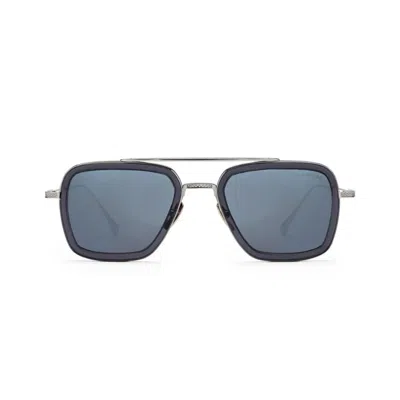 Dita Flight.006 Geometric Black Metal Frame Sunglasses With Dark Lenses In Green
