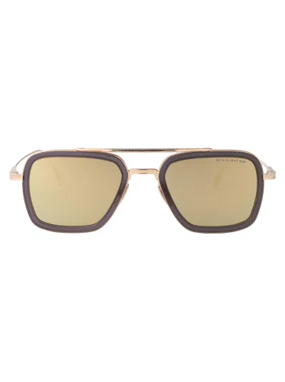 Dita Flight.006 Sunglasses In Matte Grey Crystal - 12k Gold Wdark Grey - Milky Gold Flash - Ar
