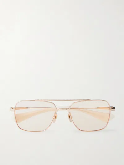 Dita Flight-seven Aviator-style Gold-tone Titanium Sunglasses In Pink