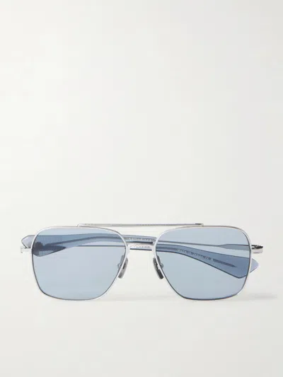 Dita Flight-seven Aviator-style Titanium Sunglasses In Silver