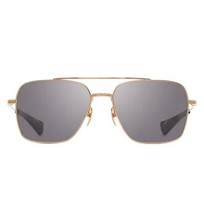 Dita Flight-seven Rectangular Dark Lenses With Gold Metal Frame In Pattern