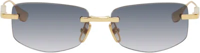 Dita Gold & Black Trysim.75 Sunglasses In Yellow Gold