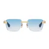 Dita Gold Rectangular Gradient Lens Metal Sunglasses In Blue