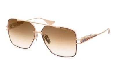 Pre-owned Dita Grand Emperik Dts159 05 Brushed Gold Cappuccino Brown Sunglasses Authentic