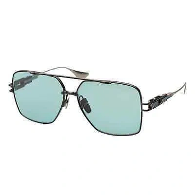 Pre-owned Dita Grand Emperik Dts159-a-02 Matte Black - Antique Silver Blue Lens Sunglasses