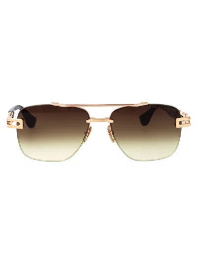 Dita Grand-evo One Sunglasses In White Gold - Brown W/ Dark Brown To Clear