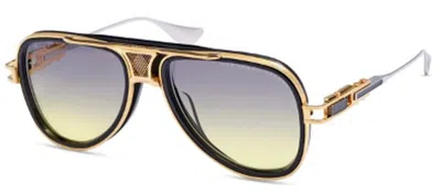 Dita Grand-decade Grey Yellow Gradient Pilot Men's Sunglasses Dts460-a-01af 58 In ["grey","yellow","black","gold Tone"]