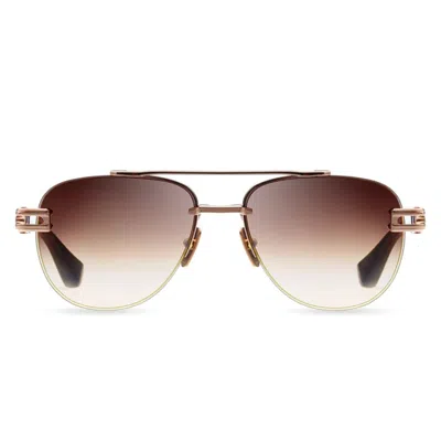 Dita Grand-evo Two Gradient Brown Tinted Sunglasses With Double Bridge Design In Orange