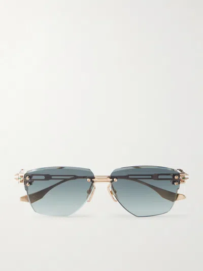 Dita Hyperlux-2000 Square-frame Gold-tone Titanium Sunglasses In Pink