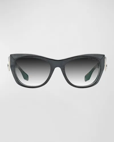 DITA ICELUS ACETATE & TITANIUM CAT-EYE SUNGLASSES