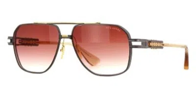 Dita Kudru Burgundy Gradient Navigator Unisex Sunglasses Dts436-a 03 61 In ["yellow","black","gold Tone","red"]