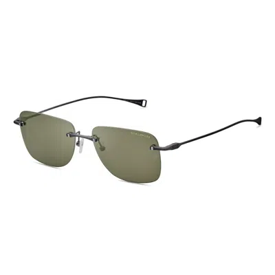 Dita Lancier Green Rectangular Unisex Sunglasses Lsa-119 04 57 In Black
