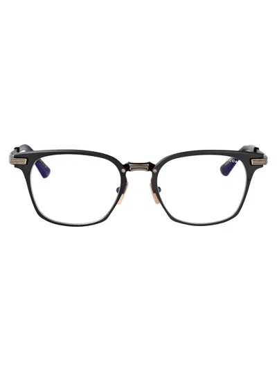 Dita Linrcon Glasses In Black Iron- Yellow Gold W/ Clear
