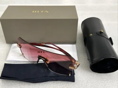 Pre-owned Dita Lxn Laniti Dts153-a-01 Gold/ruby Red Gradient Sunglasses W/box 140-145